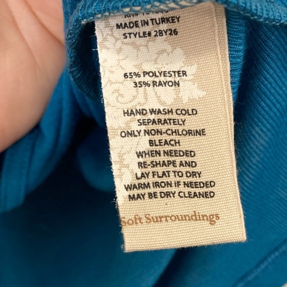 Soft surroundings blue super soft longline long sleeve cold shoulder sweater top - Picture 6 of 6